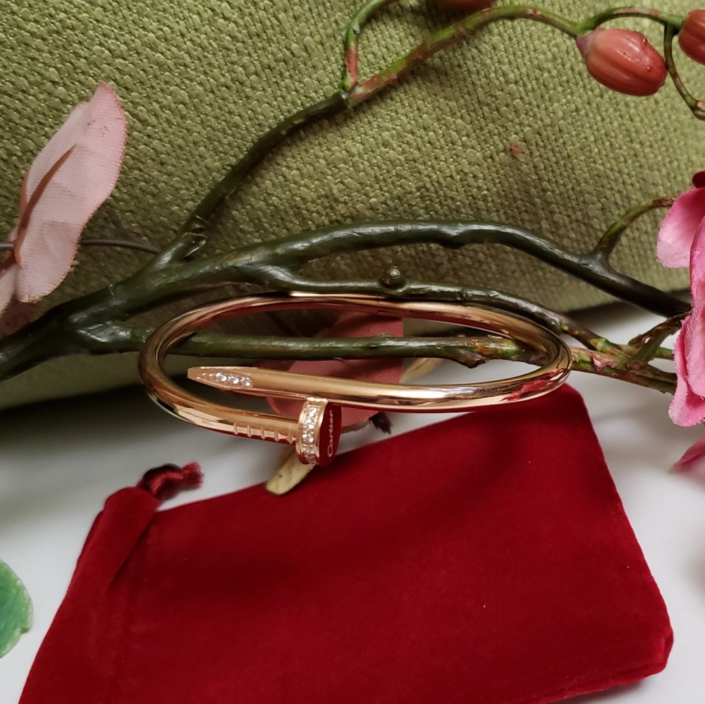 Nail Rose Gold Plated Bangle Bracelet